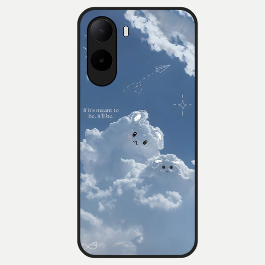  Cloud Bunny Dreams Glass Case For Poco C85x back cover – full design glossy printed glass finish