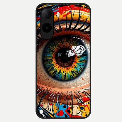  Colorful Eye Glass Case For Poco C85x back cover – full design glossy printed glass finish