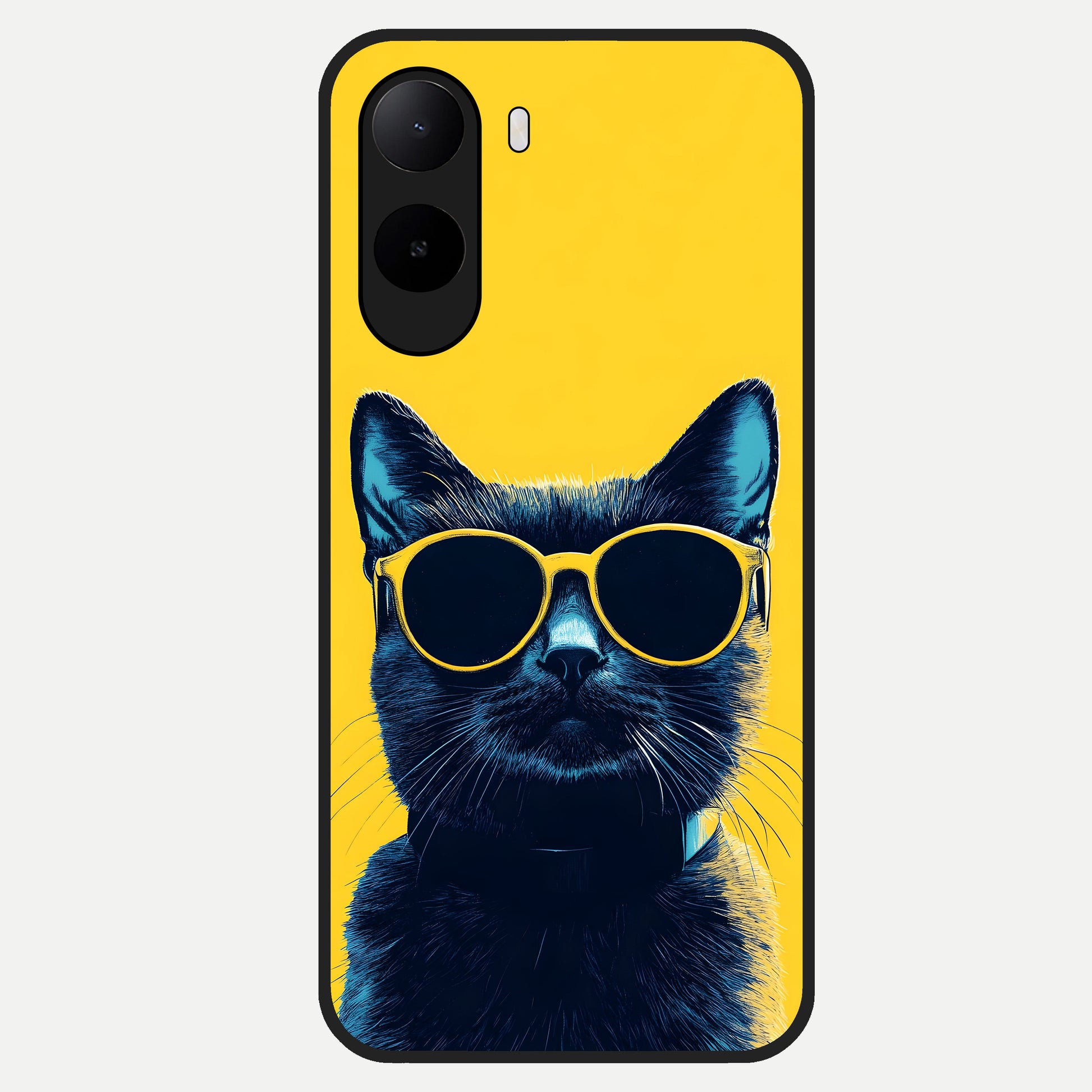  Cool Cat Vibes Glass Case For Poco C85x back cover – full design glossy printed glass finish