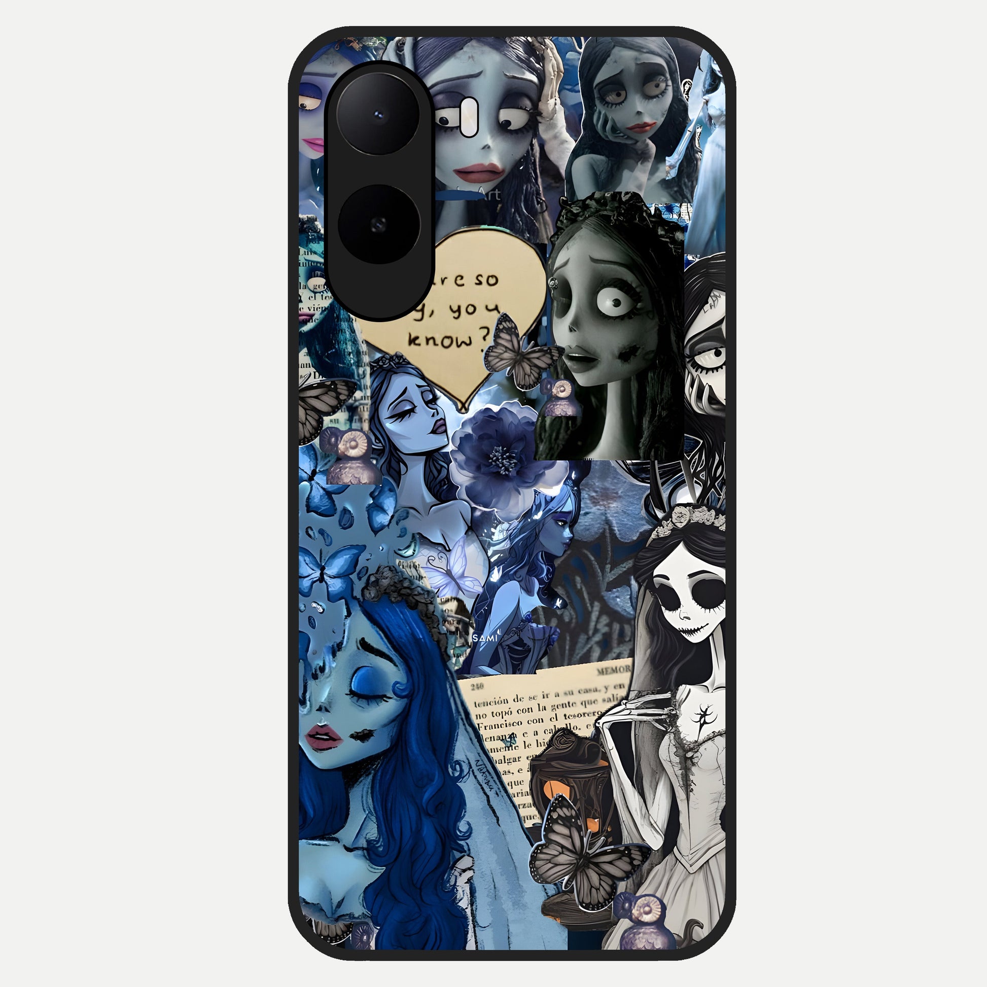  Corpse Bride Posters Glass Case For Poco C85x back cover – full design glossy printed glass finish