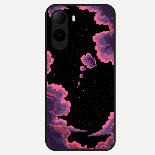 Cosmic Cloud Journey Glass Case For Poco C85x back cover – full design glossy printed glass finish