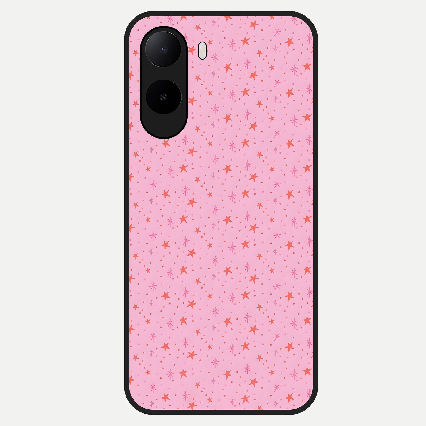  Cosmic Pink Sparkle Glass Case For Poco C85x back cover – full design glossy printed glass finish