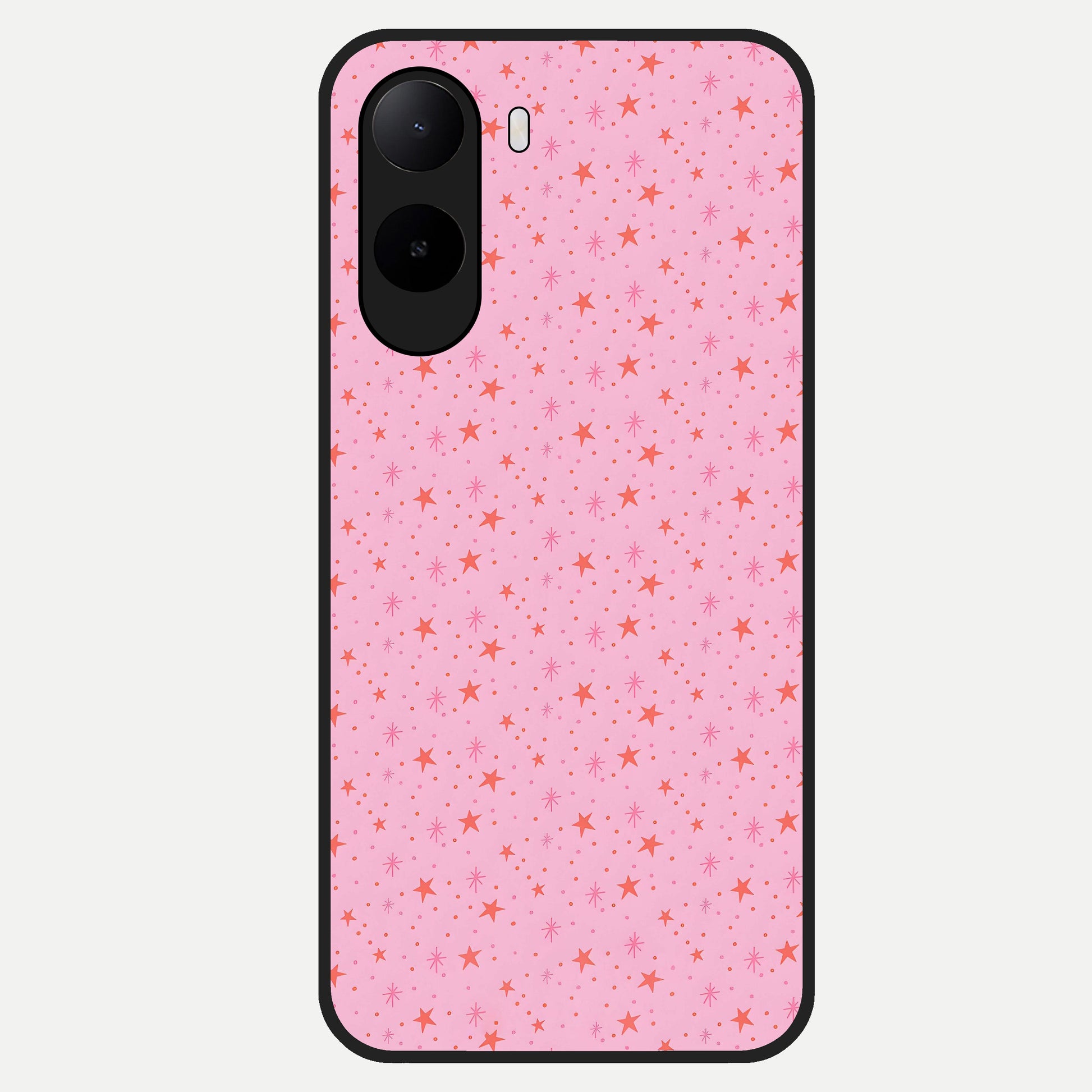  Cosmic Pink Sparkle Glass Case For Poco C85x back cover – full design glossy printed glass finish