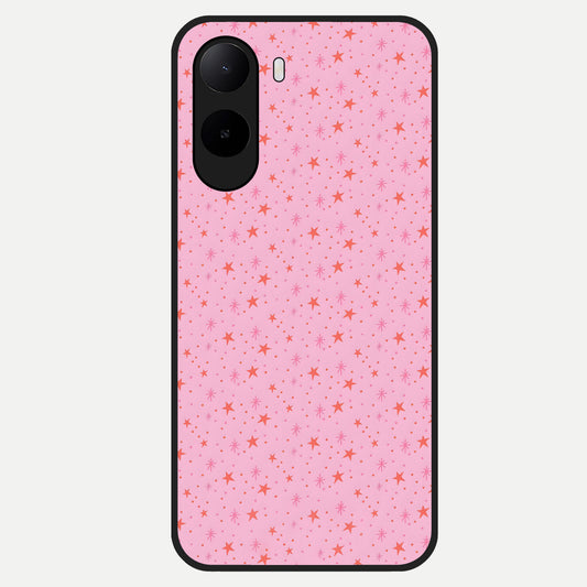  Cosmic Pink Sparkle Glass Case For Poco C85x back cover – full design glossy printed glass finish