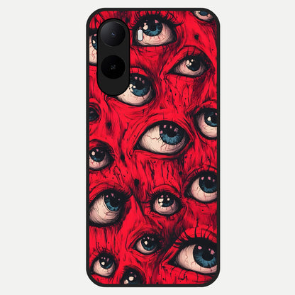  Crimson Watch Eyes Glass Case For Poco C85x back cover – full design glossy printed glass finish