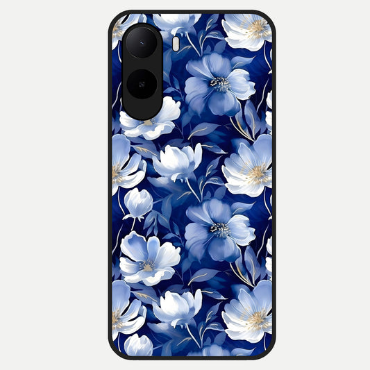  Cute Floral Patterns Glass Case For Poco C85x back cover – full design glossy printed glass finish