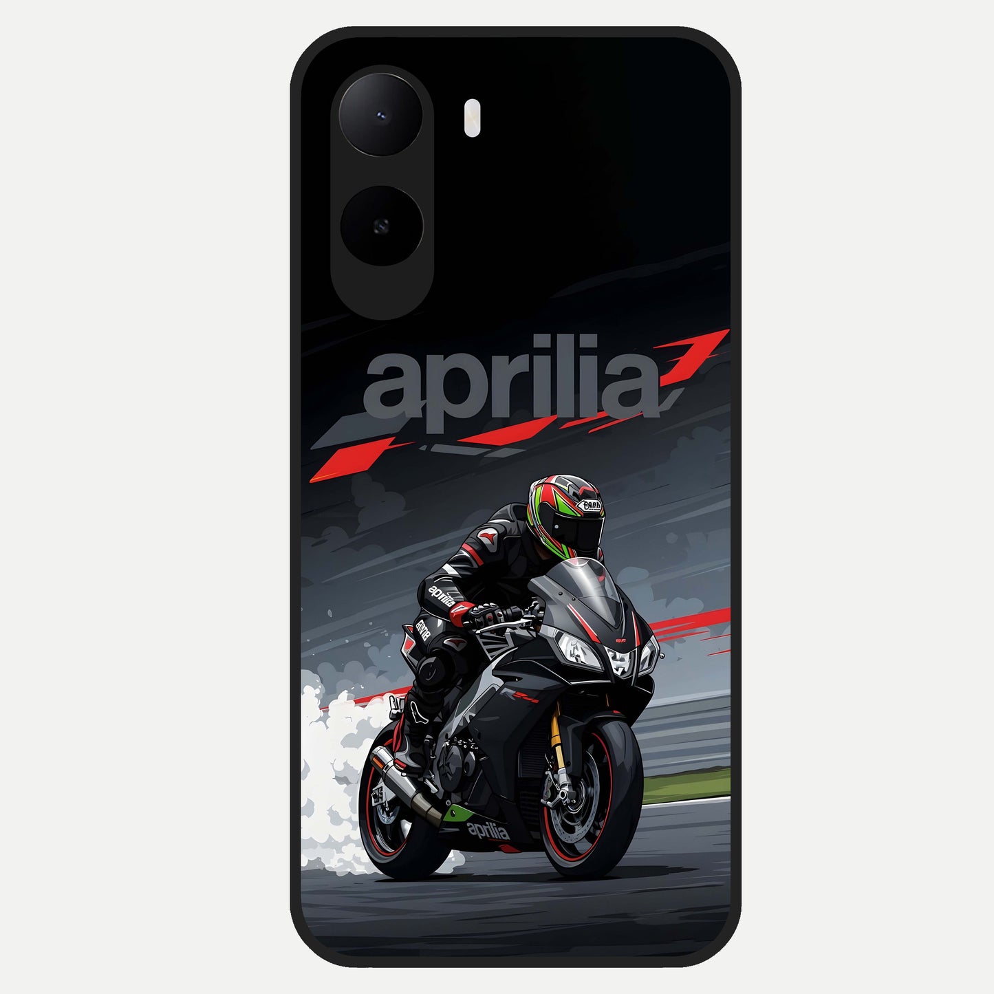  Dark Aprilla Glass Case For Poco C85x back cover – full design glossy printed glass finish