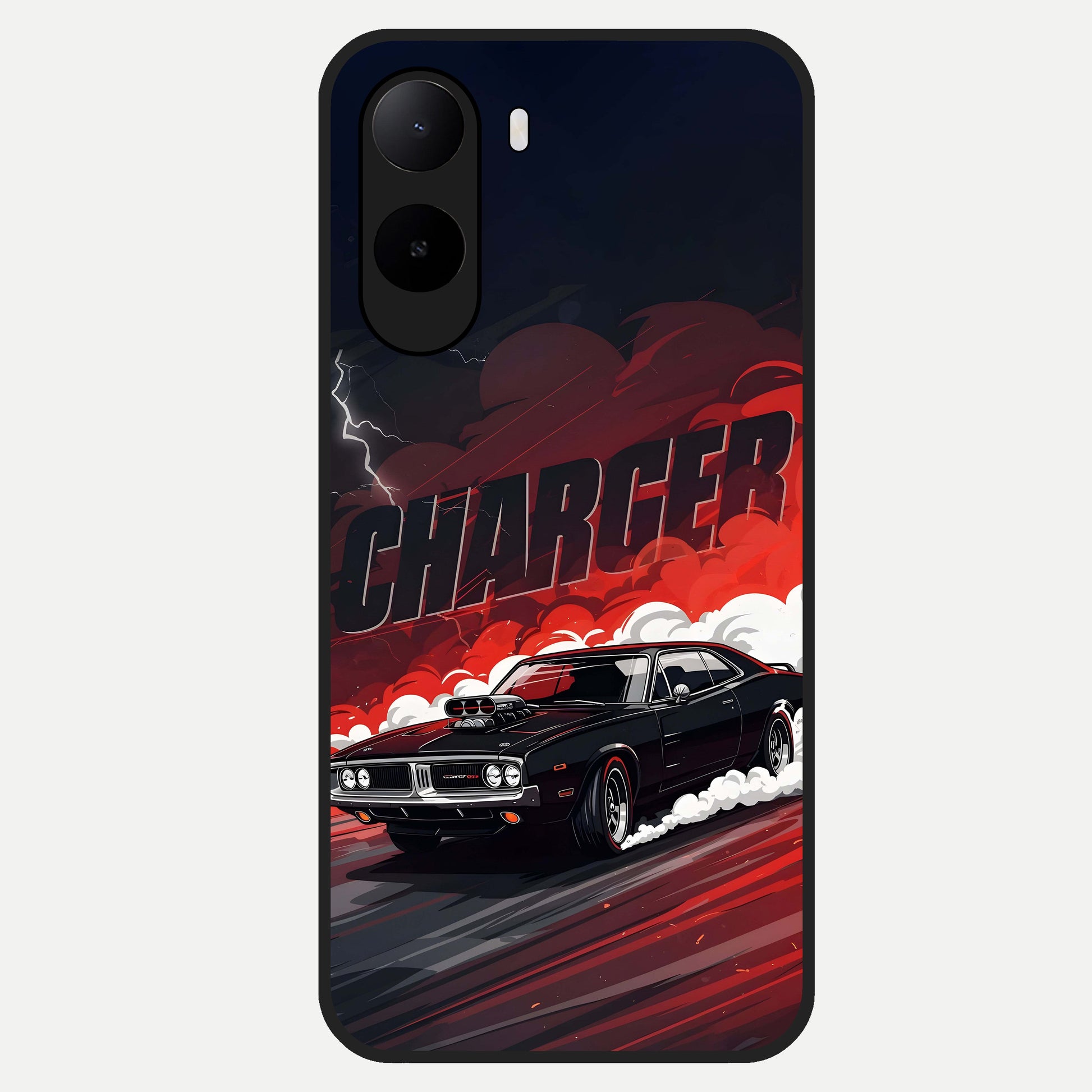  Dark Charger Fury Glass Case For Poco C85x back cover – full design glossy printed glass finish