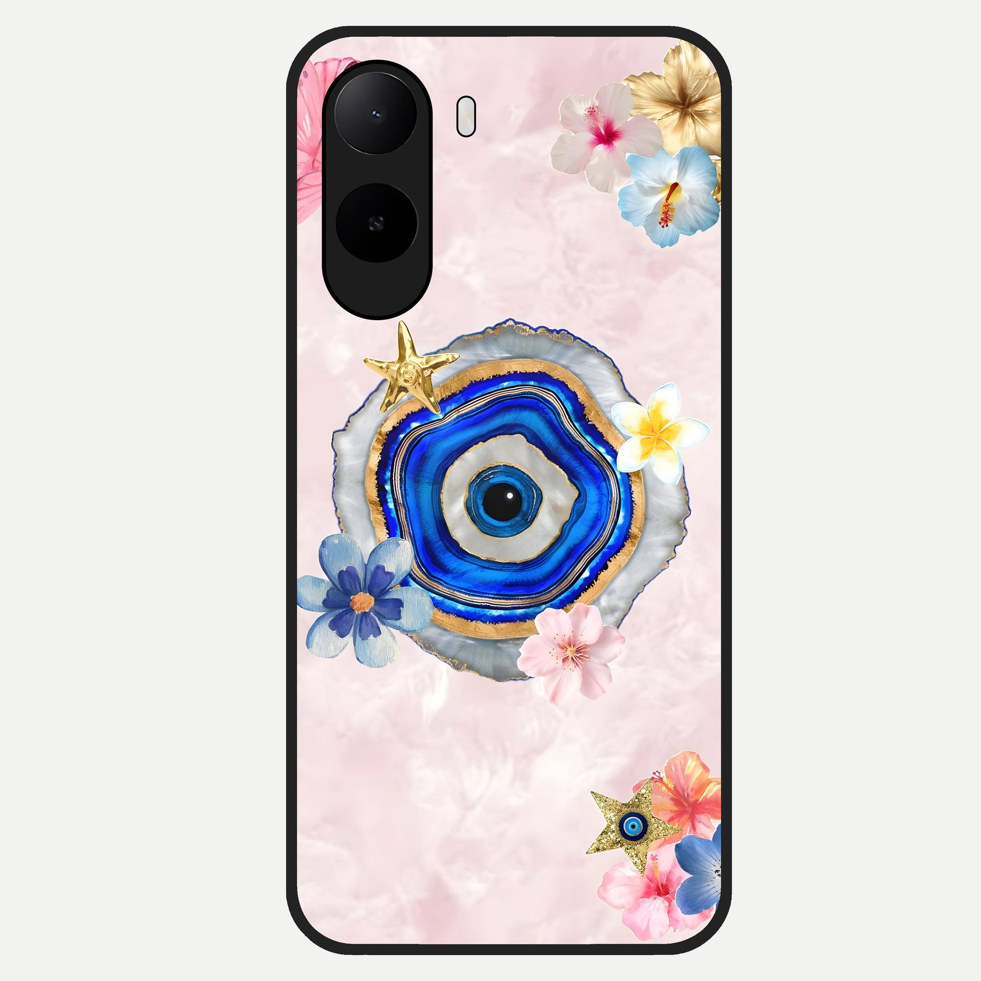  Divine Aura Bloom Glass Case For Poco C85x back cover – full design glossy printed glass finish
