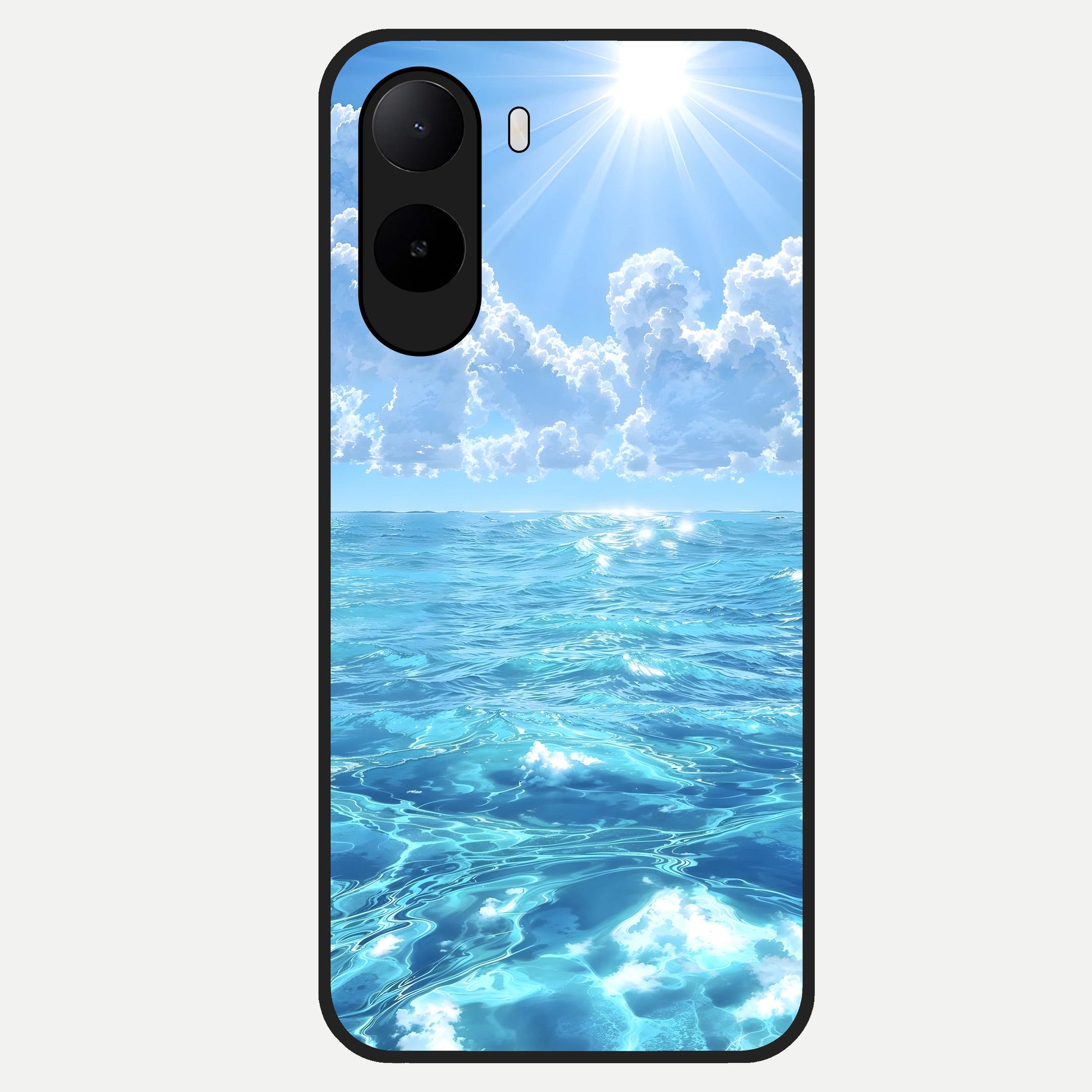  Endless Ocean Horizon Glass Case For Poco C85x back cover – full design glossy printed glass finish