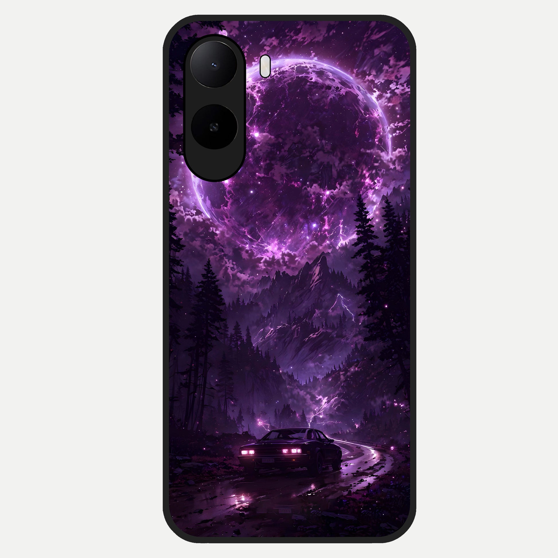  Eternal Cosmic Drive Glass Case For Poco C85x back cover – full design glossy printed glass finish
