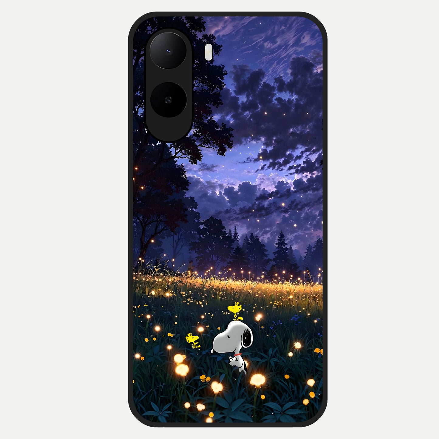  Firefly Meadow Magic Glass Case For Poco C85x back cover – full design glossy printed glass finish