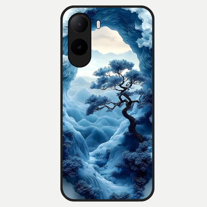 Frozen Serenity Gate Glass Case For Poco C85x back cover – full design glossy printed glass finish