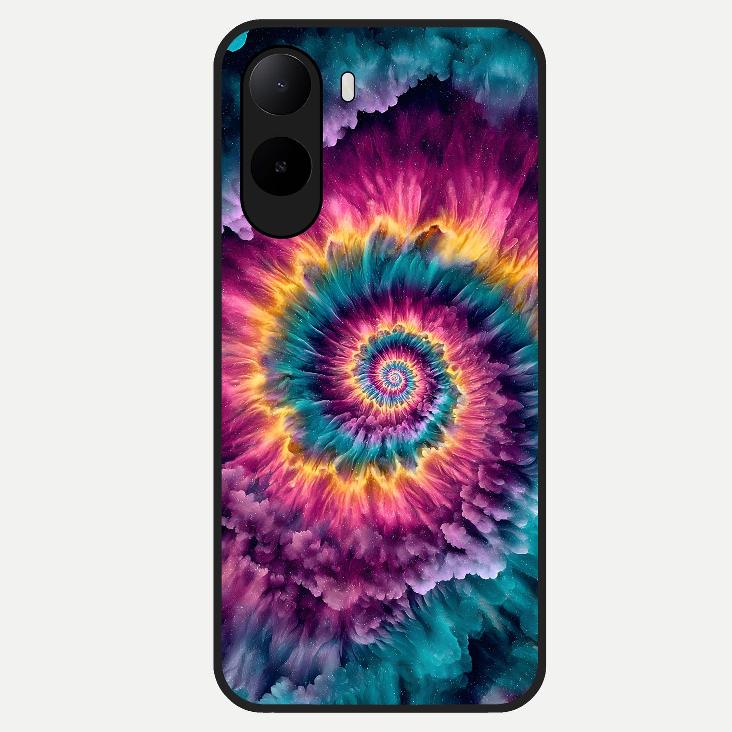  Galactic Spiral Burst Glass Case For Poco C85x back cover – full design glossy printed glass finish
