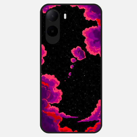  Galaxy Dream Frame Glass Case For Poco C85x back cover – full design glossy printed glass finish