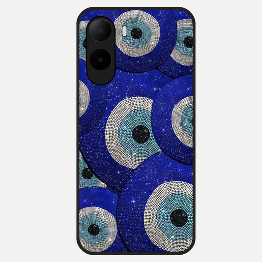  Galaxy Eye Flow Glass Case For Poco C85x back cover – full design glossy printed glass finish