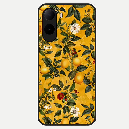  Golden Lemon Field Glass Case For Poco C85x back cover – full design glossy printed glass finish