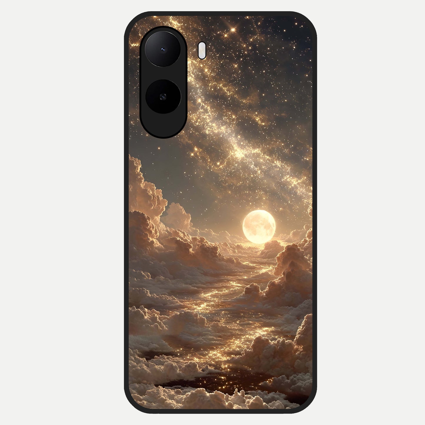  Golden Sky Dream Glass Case For Poco C85x back cover – full design glossy printed glass finish