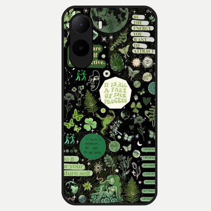  Green Mandala Pattern Glass Case For Poco C85x back cover – full design glossy printed glass finish