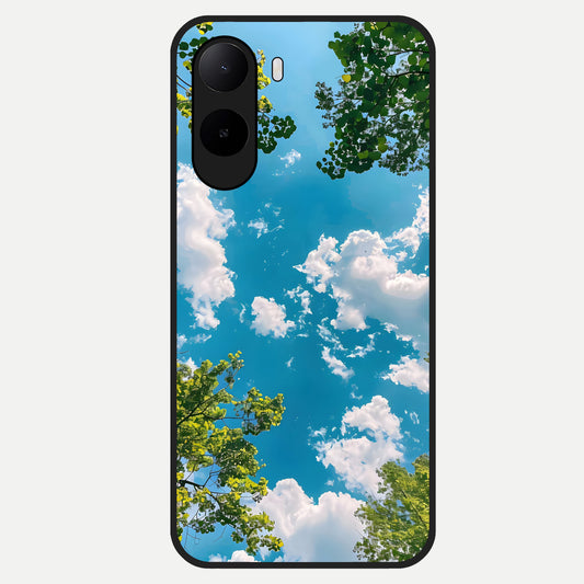  Green Moon Energy Glass Case For Poco C85x back cover – full design glossy printed glass finish