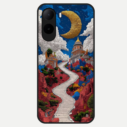  Heavenly Moon Path Glass Case For Poco C85x back cover – full design glossy printed glass finish