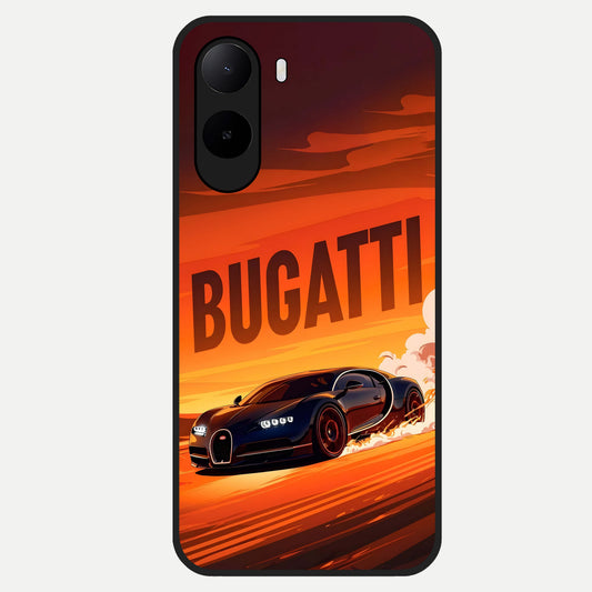  Inferno Bugatti Storm Glass Case For Poco C85x back cover – full design glossy printed glass finish