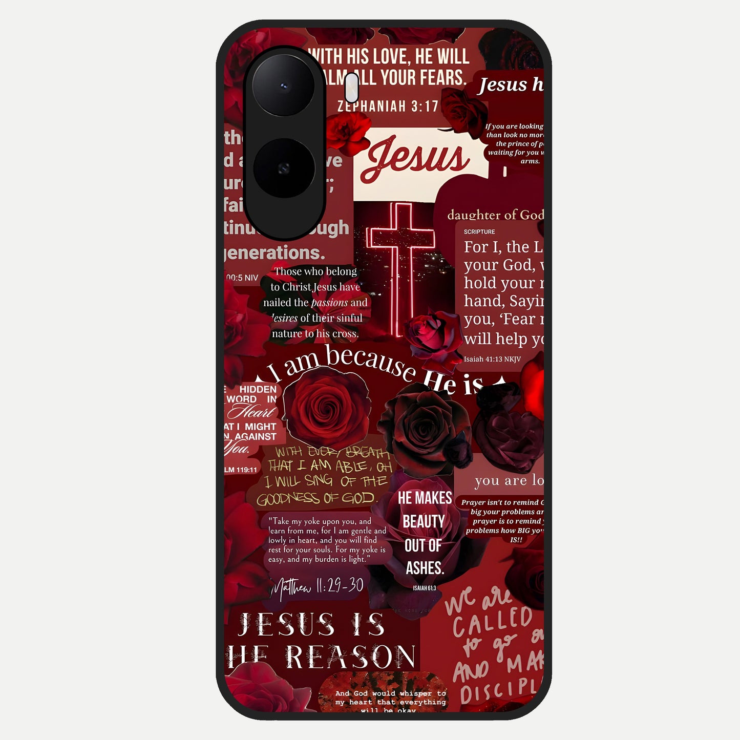  Jesus Love Heals Glass Case For Poco C85x back cover – full design glossy printed glass finish