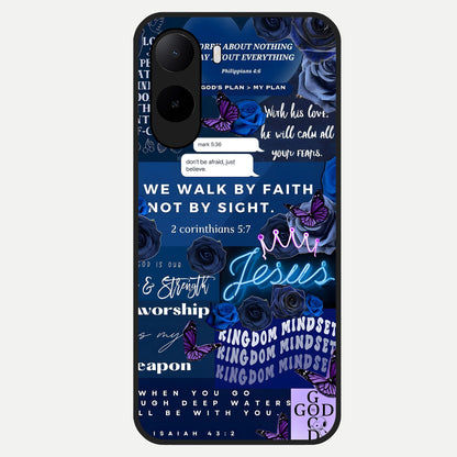  Kingdom Faith Glow Glass Case For Poco C85x back cover – full design glossy printed glass finish
