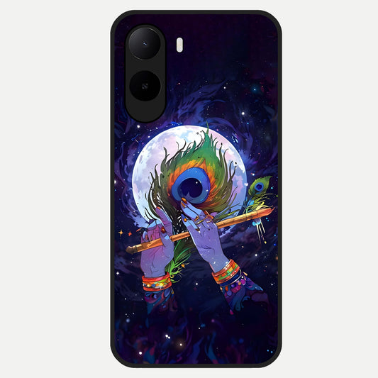  Krishna Hands Art Glass Case For Poco C85x back cover – full design glossy printed glass finish