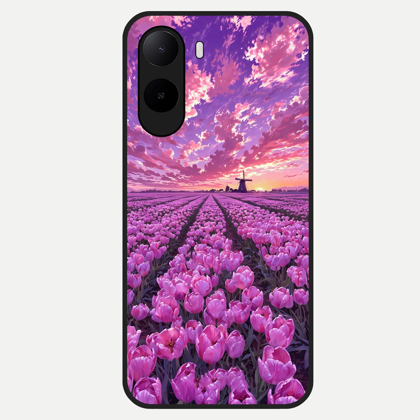  Lavender Dream Skies Glass Case For Poco C85x back cover – full design glossy printed glass finish