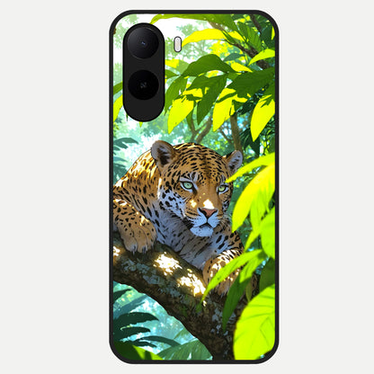  Leopard in Jungle Glass Case For Poco C85x back cover – full design glossy printed glass finish
