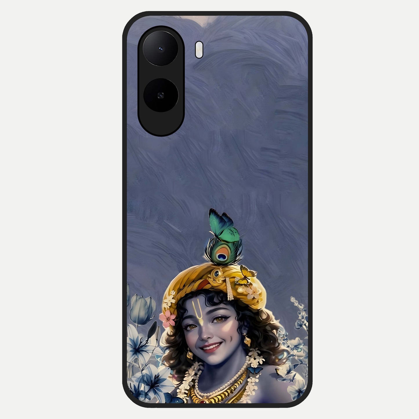  Lord Krishna Glass Case For Poco C85x back cover – full design glossy printed glass finish