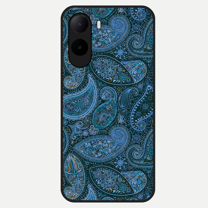  Midnight Paisley Glow Glass Case For Poco C85x back cover – full design glossy printed glass finish