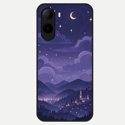  Minimal Night View Glass Case For Poco C85x back cover – full design glossy printed glass finish