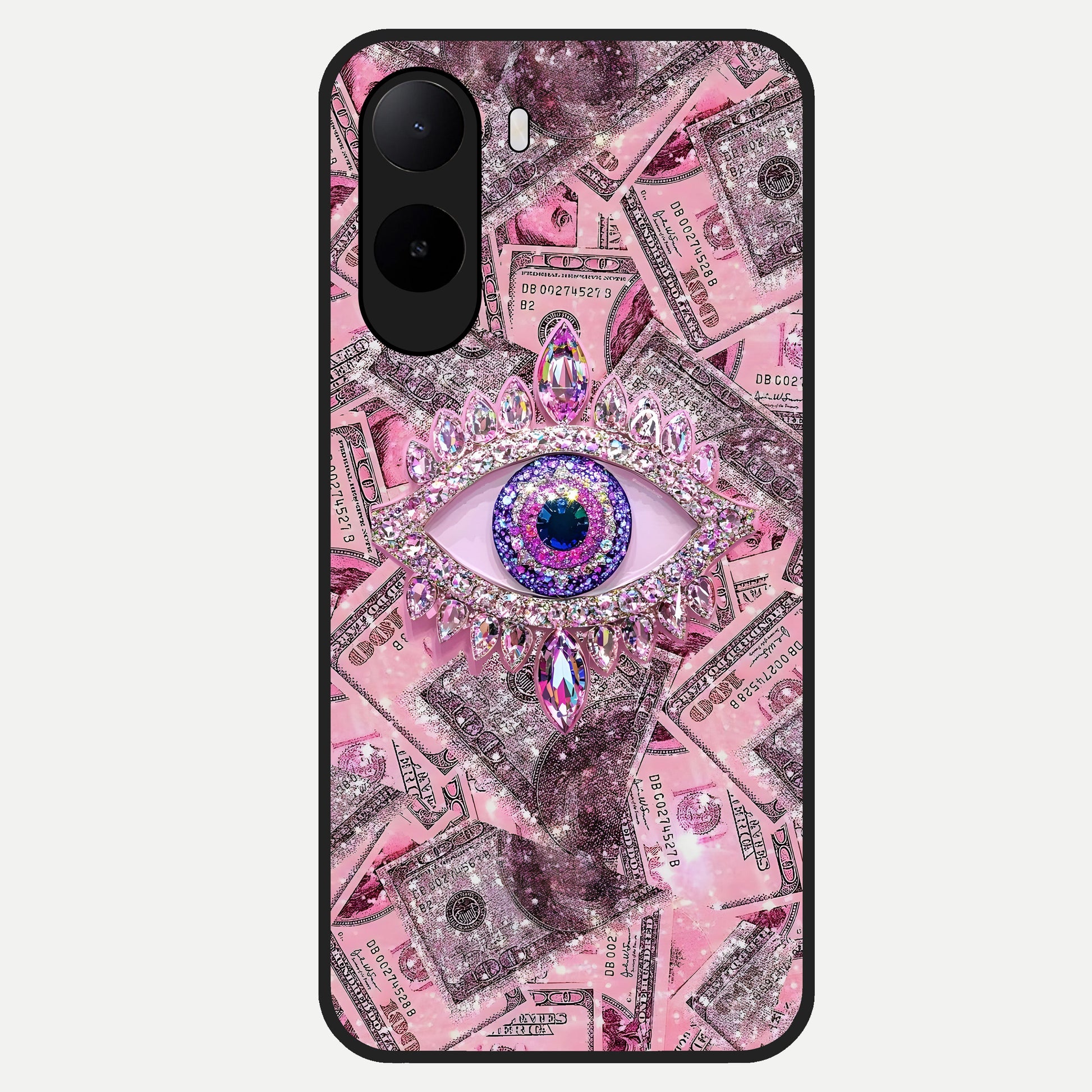  Money Eye Luxe Glass Case For Poco C85x back cover – full design glossy printed glass finish