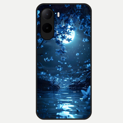  Moonlight Petal Dream Glass Case For Poco C85x back cover – full design glossy printed glass finish