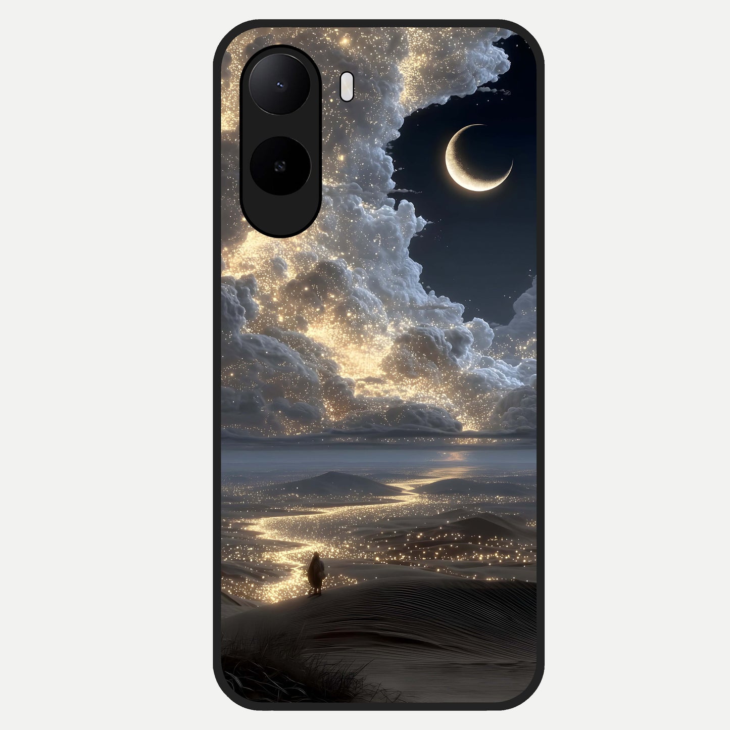  Moonlight Spark Path Glass Case For Poco C85x back cover – full design glossy printed glass finish