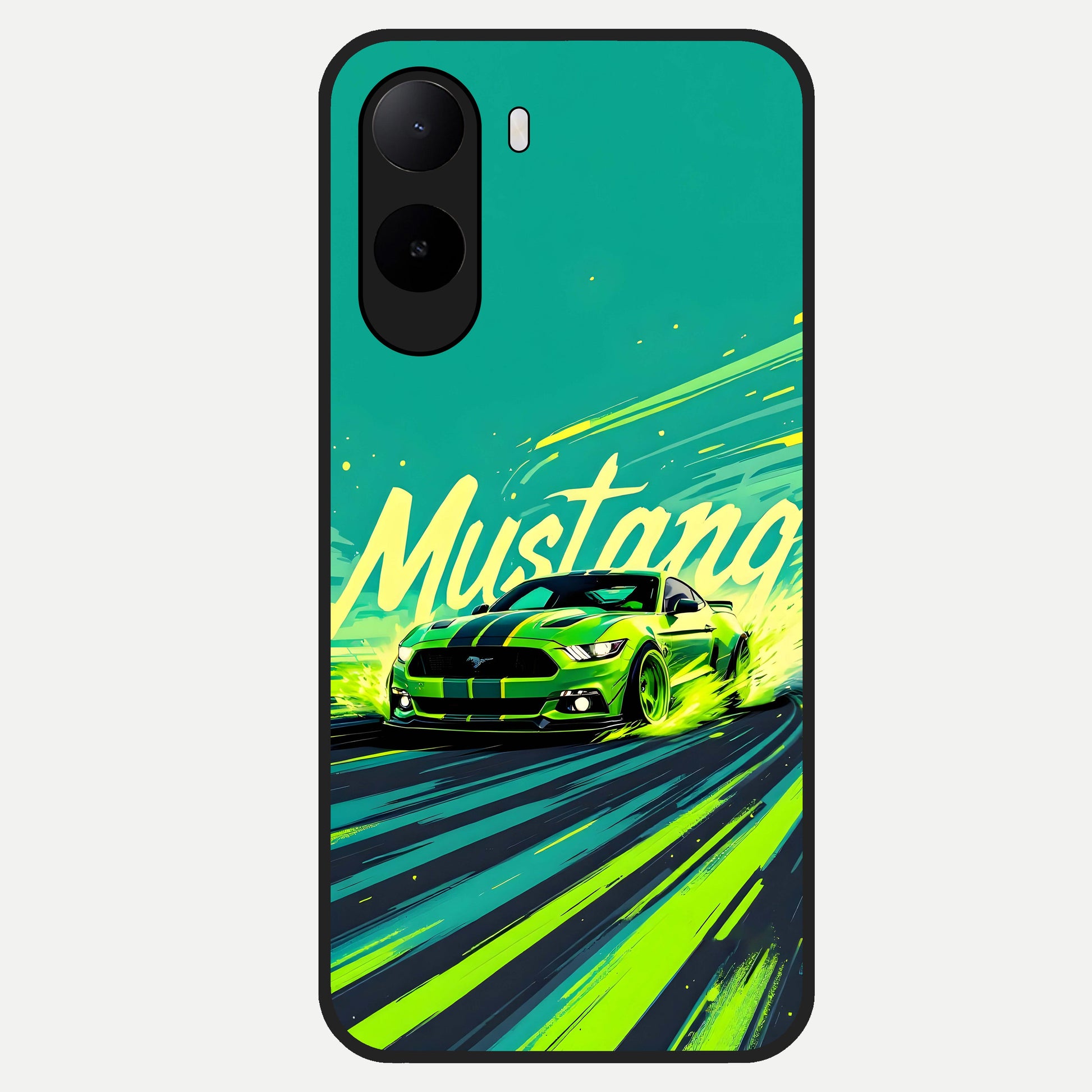 Mustang Bang Glass Case For Poco C85x back cover – full design glossy printed glass finish