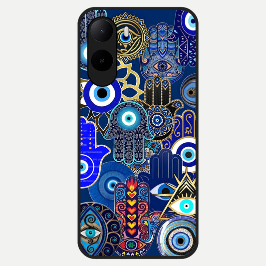  Mystic Palm Guard Glass Case For Poco C85x back cover – full design glossy printed glass finish