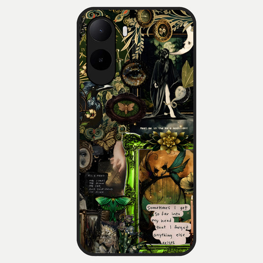  Mystic Woods Secret Glass Case For Poco C85x back cover – full design glossy printed glass finish