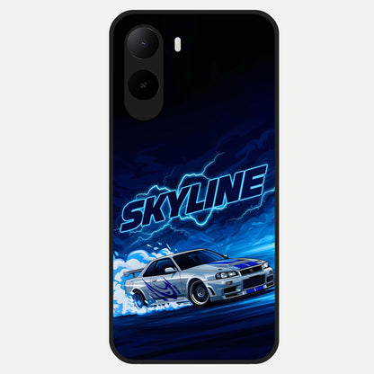  Neon Drift Beast Glass Case For Poco C85x back cover – full design glossy printed glass finish