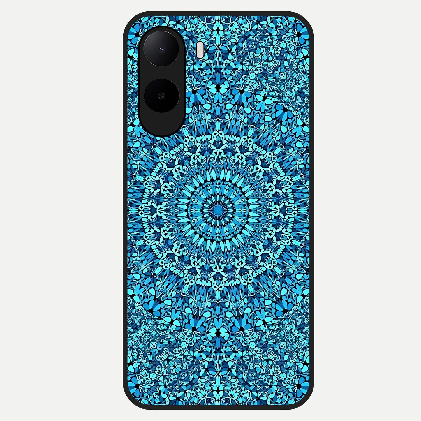  Ocean Bloom Mandala Glass Case For Poco C85x back cover – full design glossy printed glass finish