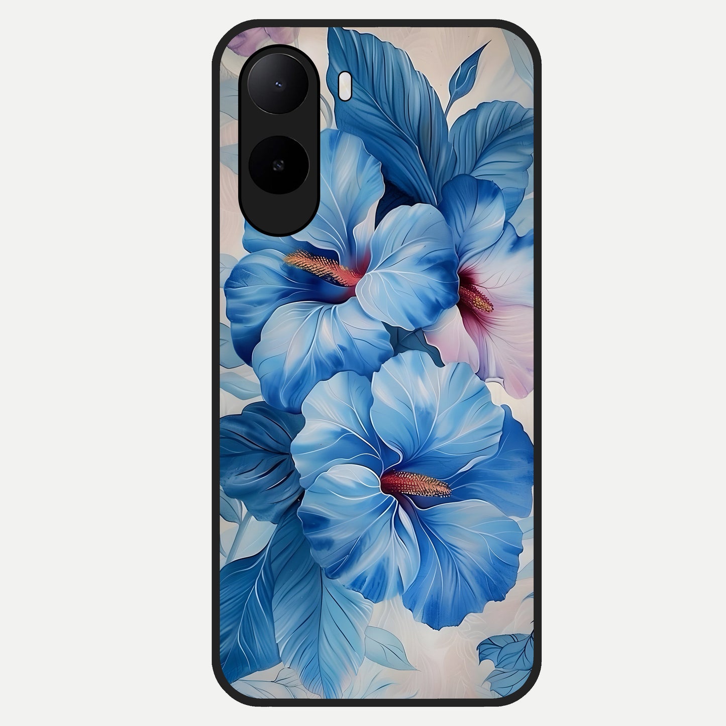  Ocean Hibiscus Grace Glass Case For Poco C85x back cover – full design glossy printed glass finish