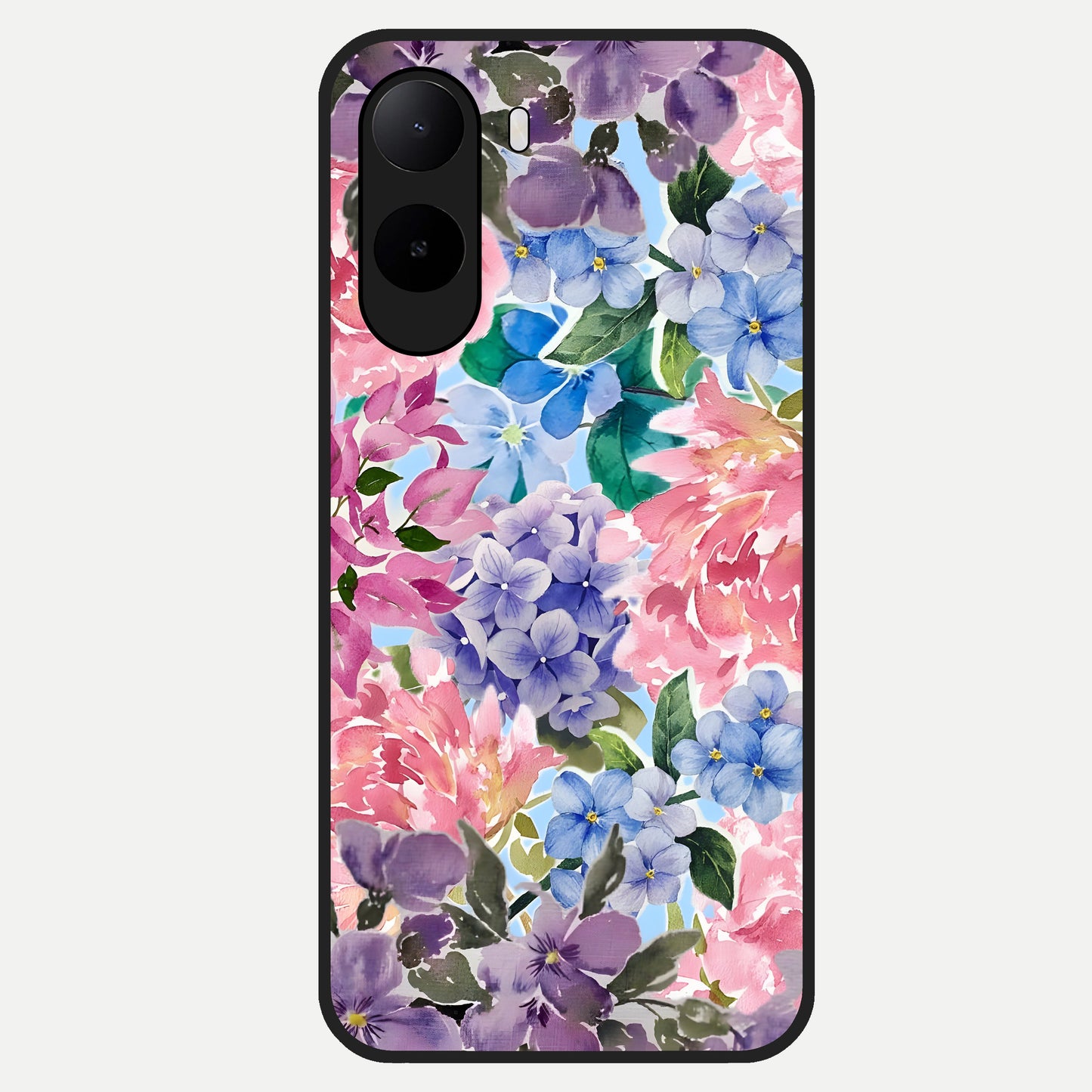  Pastel Floral Mix Glass Case For Poco C85x back cover – full design glossy printed glass finish