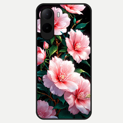  Peach Flower Glass Case For Poco C85x back cover – full design glossy printed glass finish