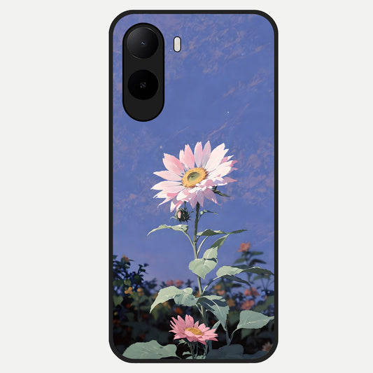  Pink Shells Outline Glass Case For Poco C85x back cover – full design glossy printed glass finish