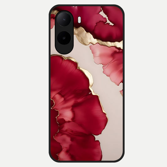  Pink And White Marble Glass Case For Poco C85x back cover – full design glossy printed glass finish