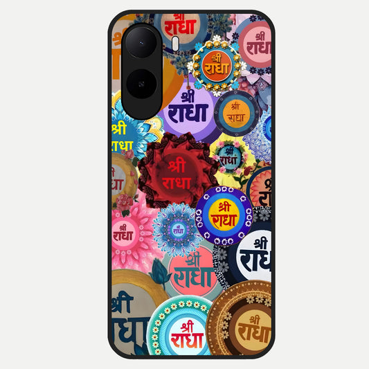  Radha Divine Bloom Glass Case For Poco C85x back cover – full design glossy printed glass finish
