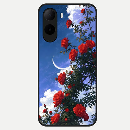  Rose Drift Flowers Glass Case For Poco C85x back cover – full design glossy printed glass finish