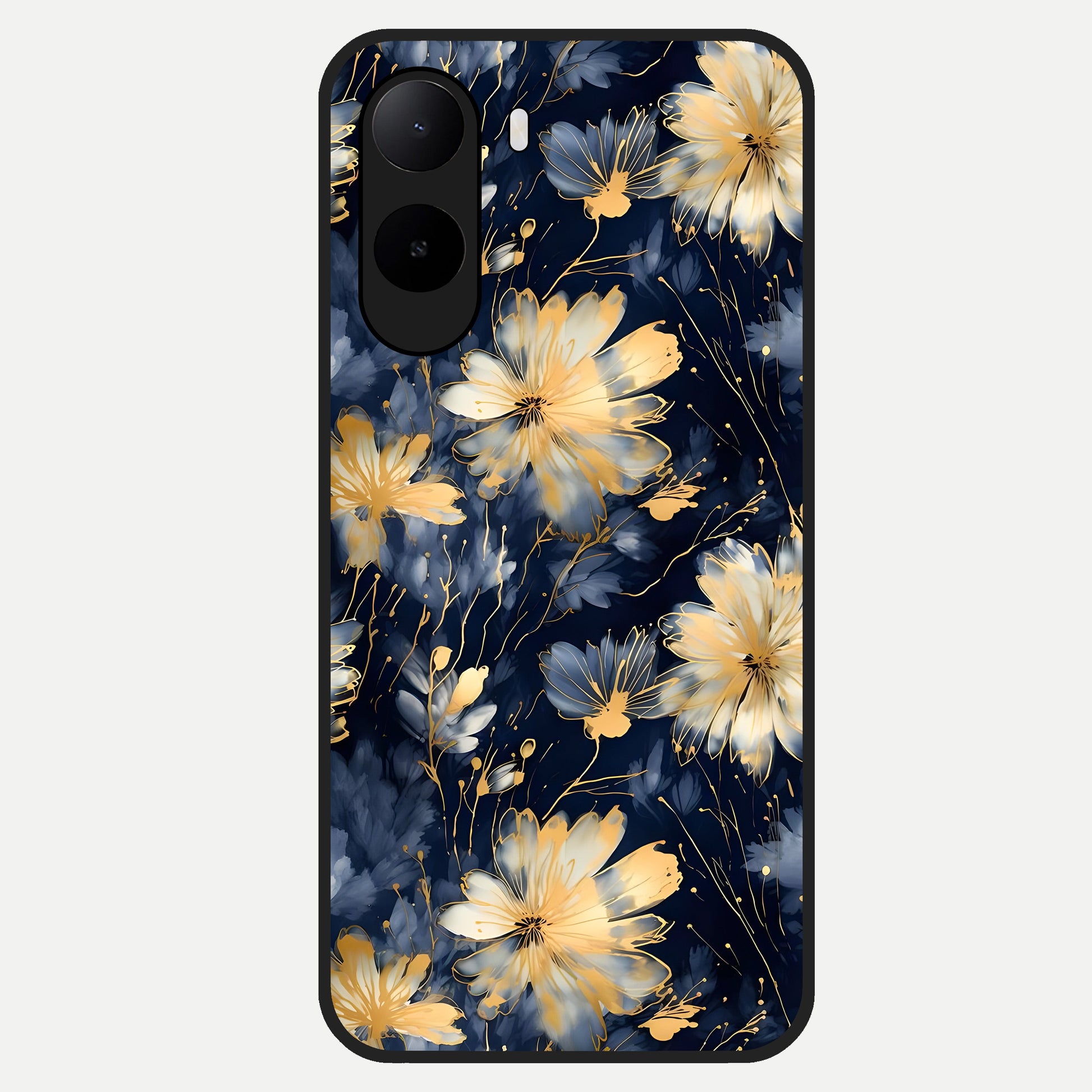  Royal Petal Dream Glass Case For Poco C85x back cover – full design glossy printed glass finish